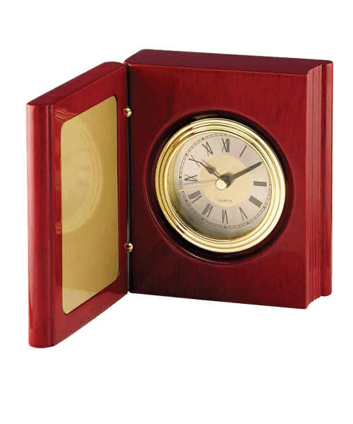 GI00013RW, Rosewood Gold Book Clock 6" image 0