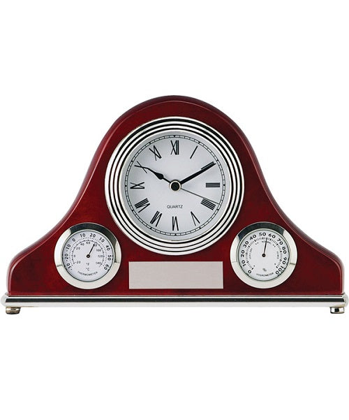 GI09002RW, Riviera Rosewood Weather Clock 7.75" image 0