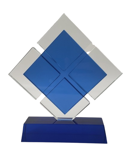 Blue Duet Crystal Award 8"