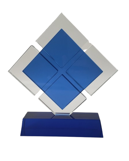 Blue Duet Crystal Award 8"