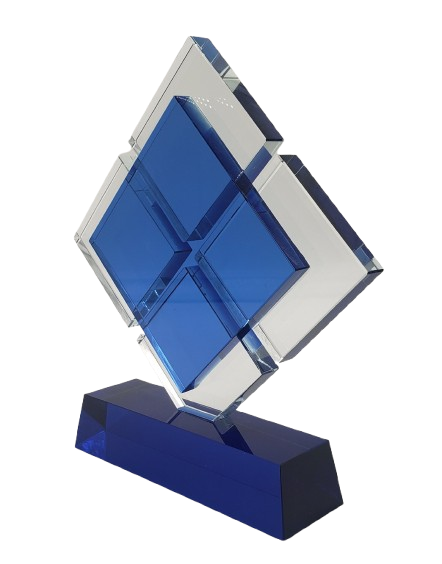 Blue Duet Crystal Award 8"