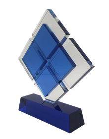 Blue Duet Crystal Award 8"