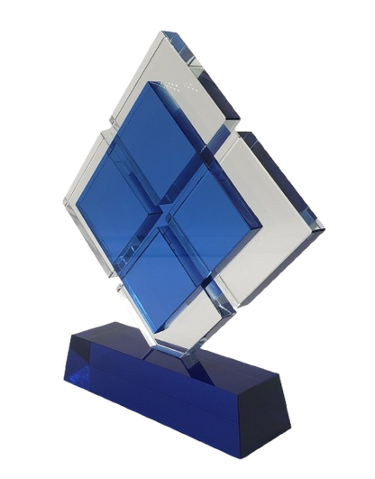 Blue Duet Crystal Award 8"