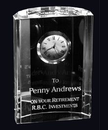 CRY03665, Crescent Crystal Clock 4.75" image 0